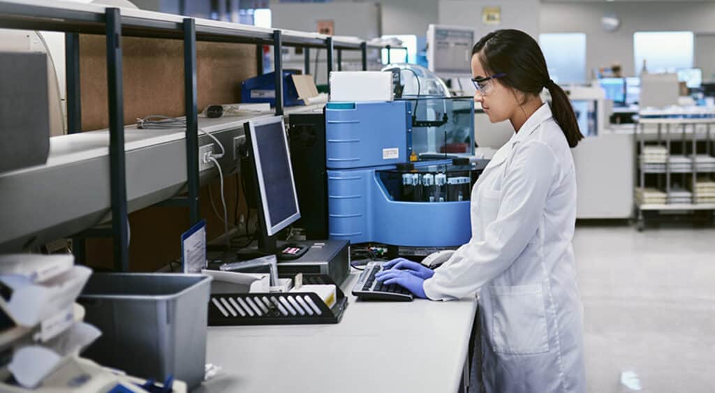 Research scientist working in lab