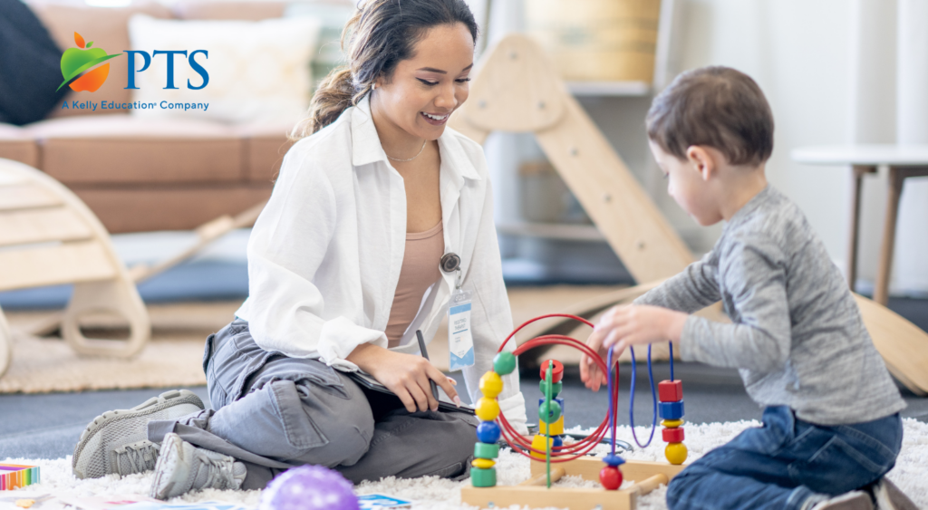 Occupational Therapist in school with student