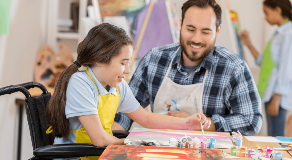 substitute teacher working with students with disability