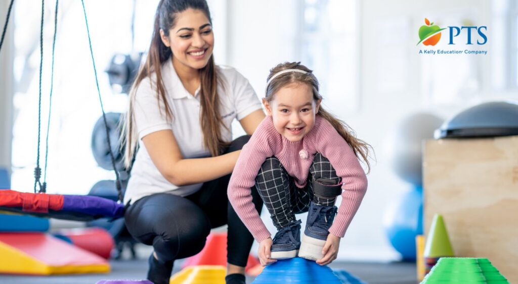 pediatric physical therapist with student